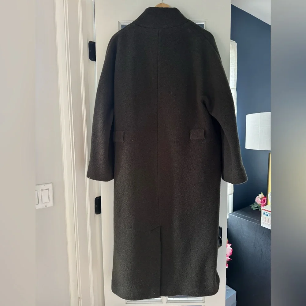 NWT ba&sh khaki “Colin” shawl collar long coat Size Large - Picture 7 of 16